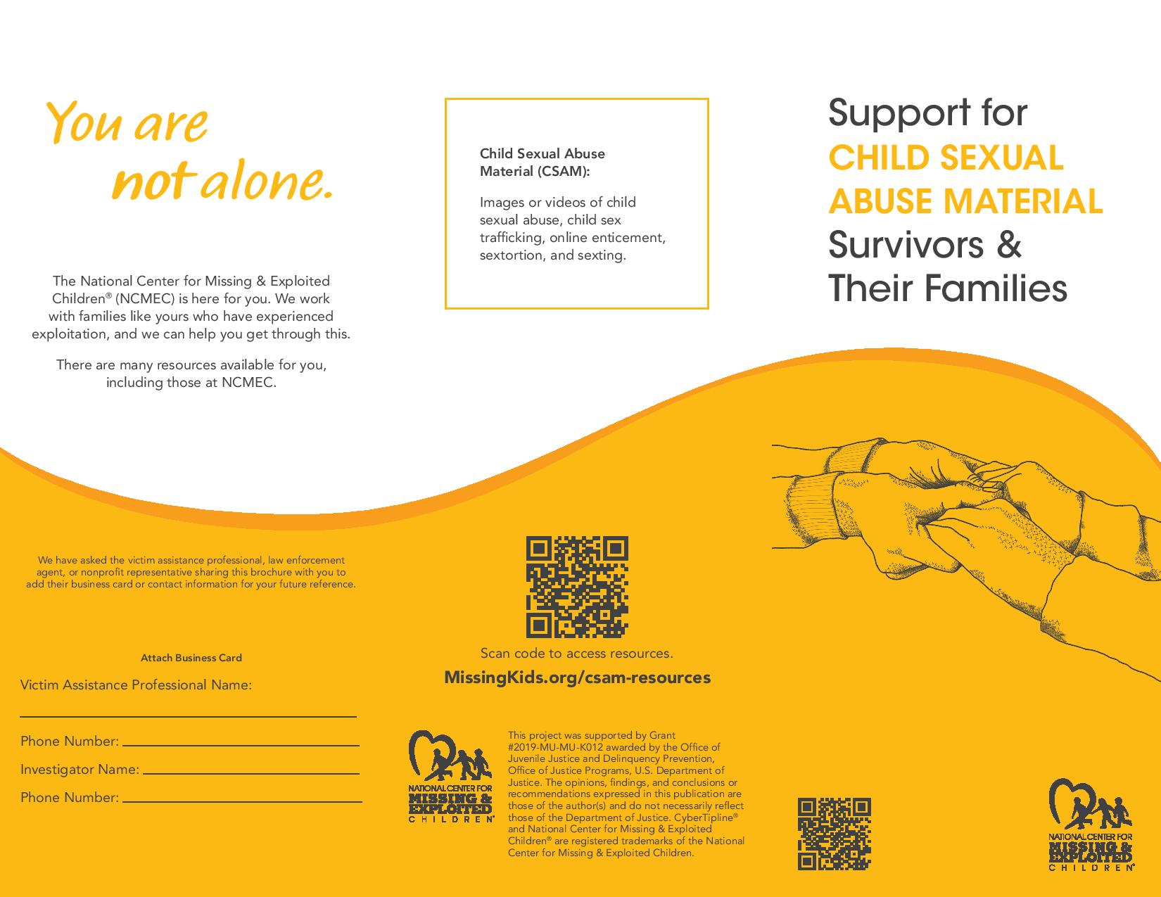 You Are Not Alone Support for Child Sexual Abuse Material Survivors
